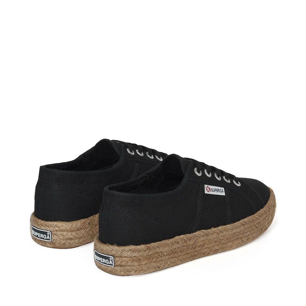 Superga 2730 Rope Black Platform Sneakers - Women's Sneakers USA | US0530732